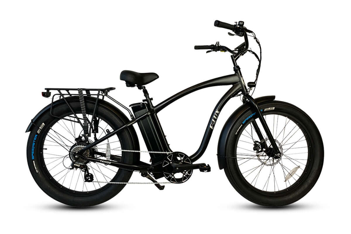 Tahoe Fat Tire Electric Bike | E-LUX Electric Bikes, Matte Black / Red Rims Tahoe Fat Tire Electric Bike | E-LUX Electric Bikes, Matte Black / Red Rims